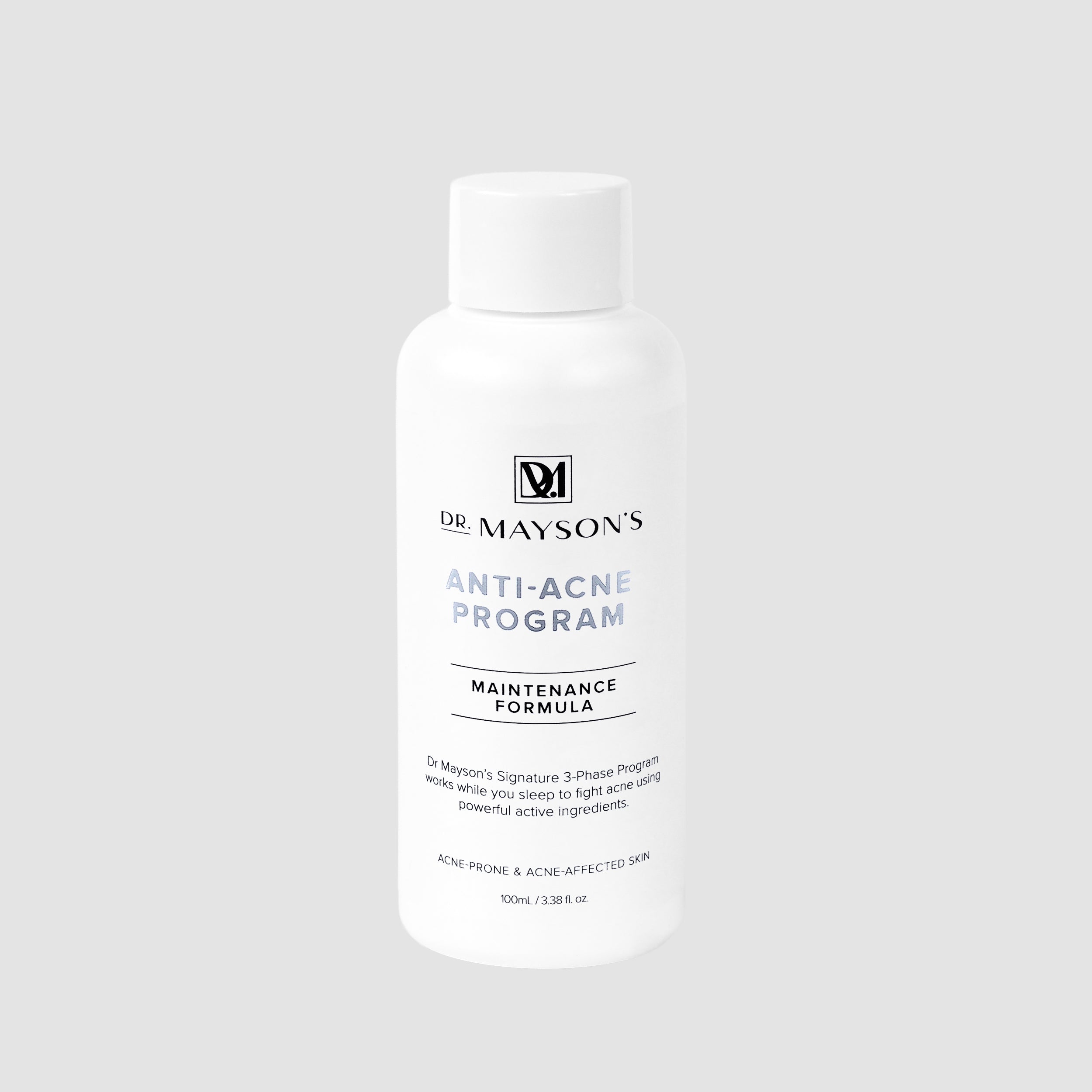 Dr. Mayson's Anti-Acne Program bottle on a light gray background